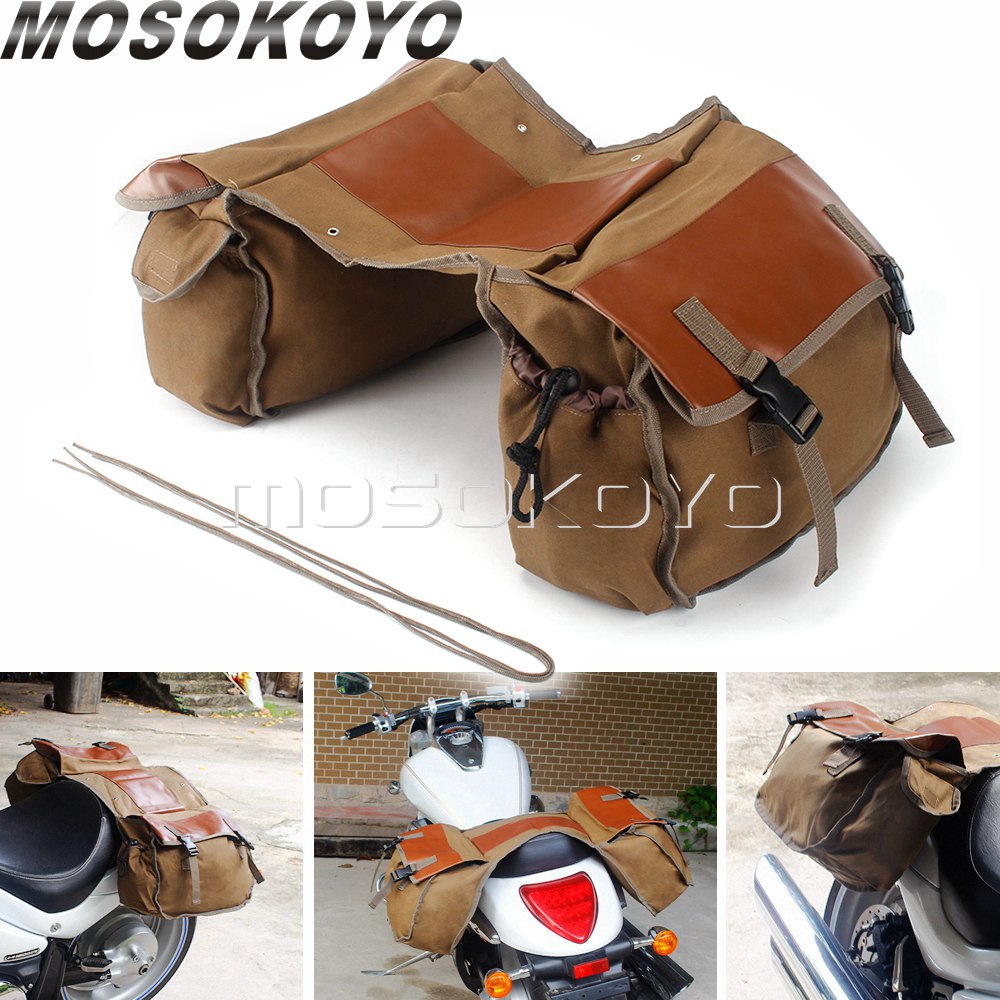 Cycling Commute Bag - Motorcycle Saddlebag Luggage Bag Canvas Panniers