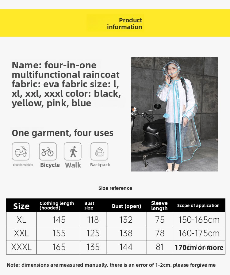 Transparent EVA Rain Poncho Ho – Cycling Commute In Rain Bewertung und Preis